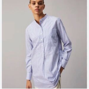 Tory Burch Stripe Tunic Shirt – Blue Dusk/White – Size M – NWOT